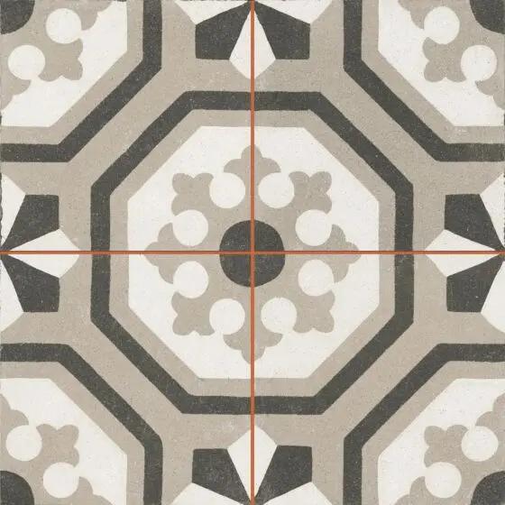 Spanish Zayda Grey Matt Vitrified Ceramic patterned tiles 450x450mm £49.99 Vero