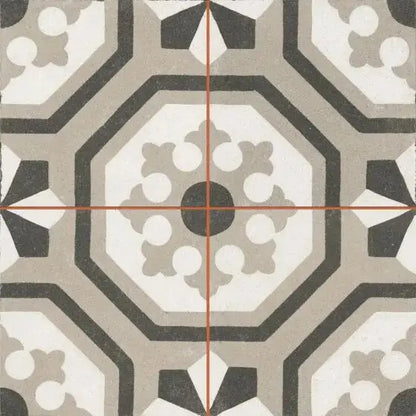 Spanish Zayda Grey Matt Vitrified Ceramic patterned tiles 450x450mm £49.99 vivido-tiles-harrogate