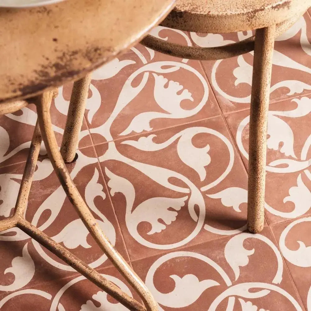 Spanish Zayda Mocha Matt Vitrified Ceramic patterned tiles 450x450mm £49.99 vivido-tiles-harrogate