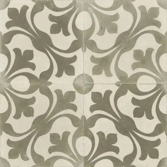 Spanish Zayda Sage Matt Vitrified Ceramic patterned tiles 450x450mm £49.99 vivido-tiles-harrogate