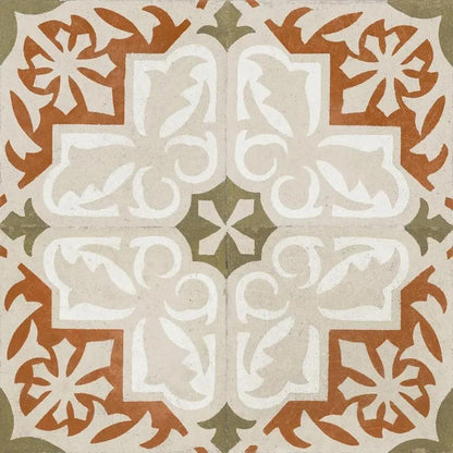 Spanish Zayda Terracotta Matt Vitrified Ceramic patterned tiles 450x450mm £49.99 Vero