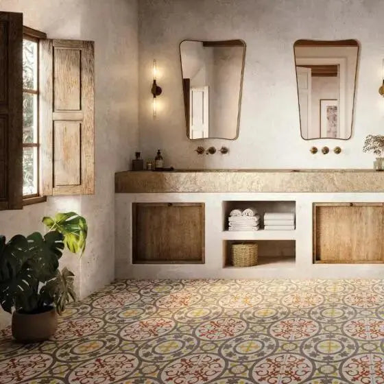 Spanish Zayda Yellow Matt Vitrified Ceramic patterned tiles 450x450mm £49.99 vivido-tiles-harrogate