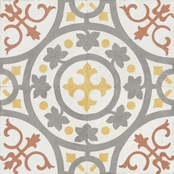 Spanish Zayda Yellow Matt Vitrified Ceramic patterned tiles 450x450mm £49.99 Vero
