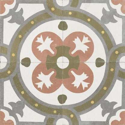 Spanish Zayda sage multi Matt Vitrified Ceramic patterned tiles 450x450mm £49.99 Vero