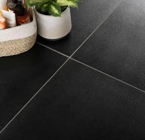 Sugar Black Glazed Porcelain Wall & Floor Tile 600x600mm £39.99 sq.m vivido-tiles-harrogate