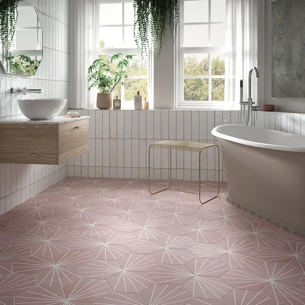 Sunburst Rose Matt Glazed Porcelain W&F 232x267mm £49.99 sq.m Vero