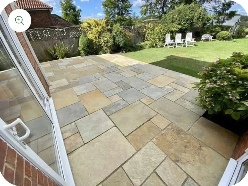 Tan Yellow Limestone 600x900x20 mm Outdoor Natural stone Paving slabs ONLY £32.99 sq.m vivido-tiles-yorkshire