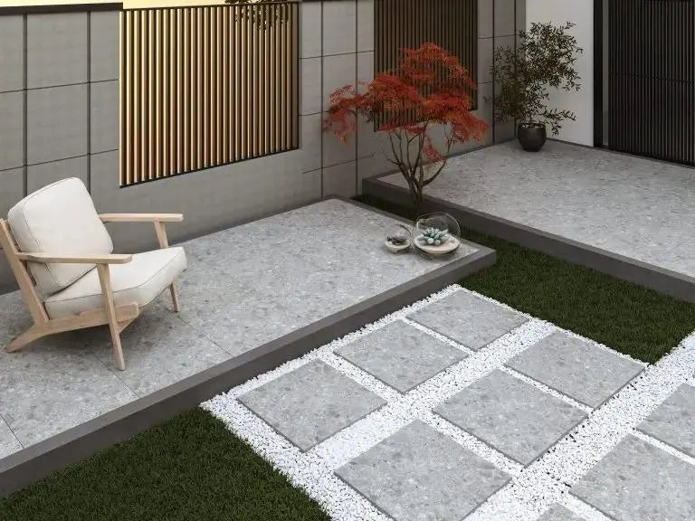 Terrazzo Grigio Matt 600x600x20mm Outdoor Porcelain Tiles Paving £29.99 per sq.m vivido-tiles-harrogate