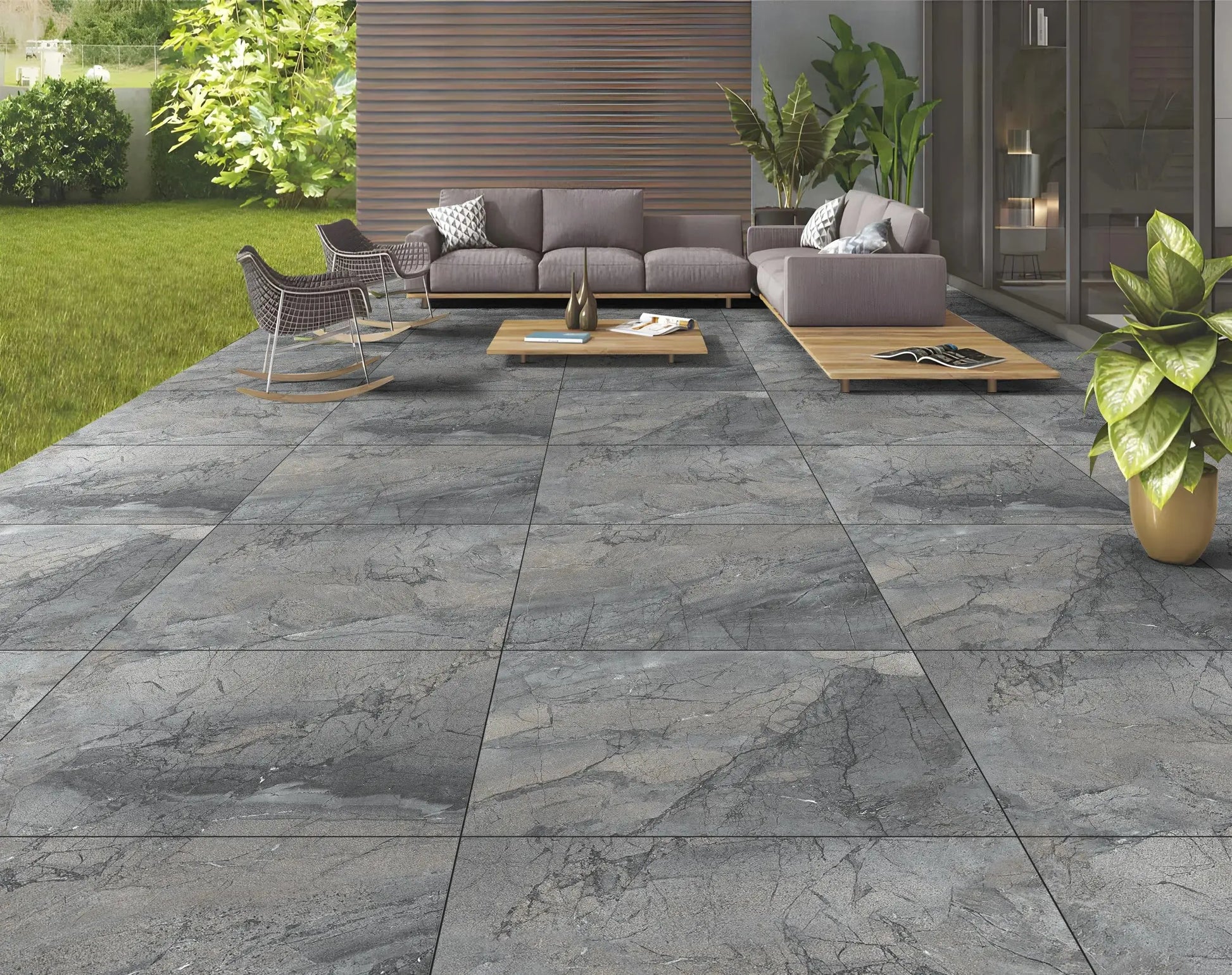 Toscana Anthracite 60x90x2 cm Outdoor Porcelain Tiles Vivido Tiles Uk 