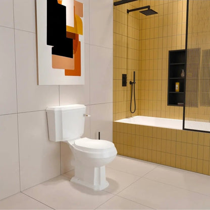Traditional Victoria Style Ceramic Close Coupled Toilet White Dual Flush Bathroom WC - Vivido Tiles