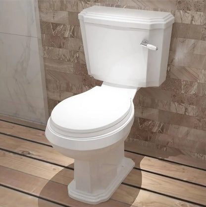 Traditional Victoria Style Ceramic Close Coupled Toilet White Dual Flush Bathroom WC - Vivido Tiles