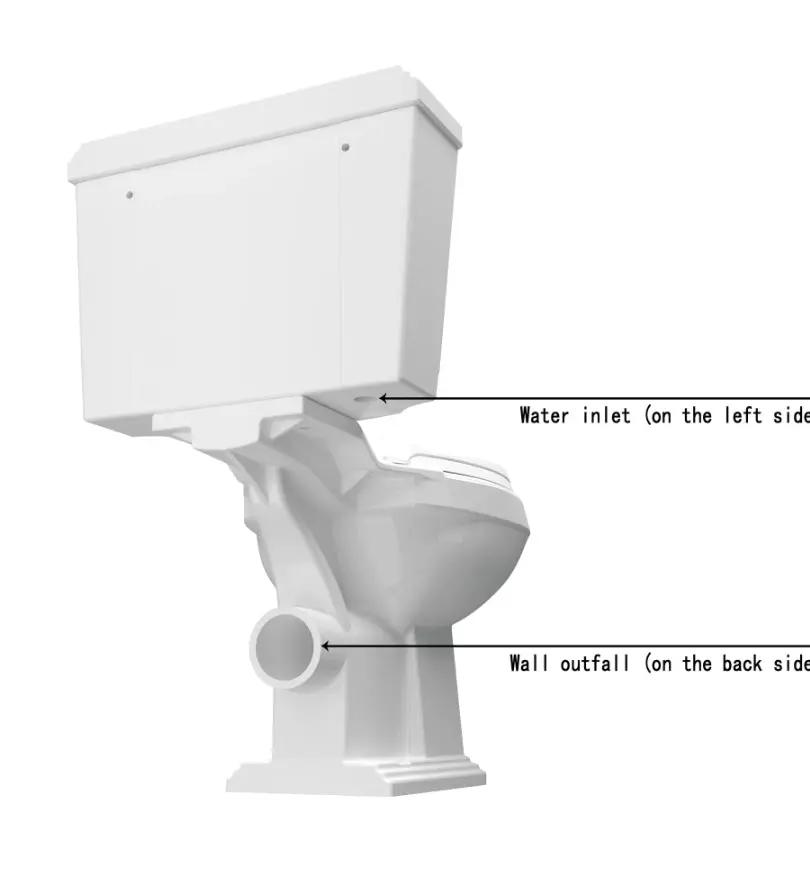 Traditional Victoria Style Ceramic Close Coupled Toilet White Dual Flush Bathroom WC - Vivido Tiles