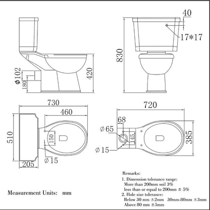 Traditional Victoria Style Ceramic Close Coupled Toilet White Dual Flush Bathroom WC - Vivido Tiles