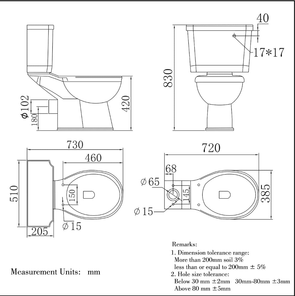 Traditional Victoria Style Ceramic Close Coupled Toilet White Dual Flush Bathroom WC - Vivido Tiles