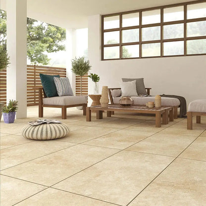 Travertine Beige 600x1200x20mm Outdoor Porcelain Paving £36.00 sq.m Vivido Tiles Uk 