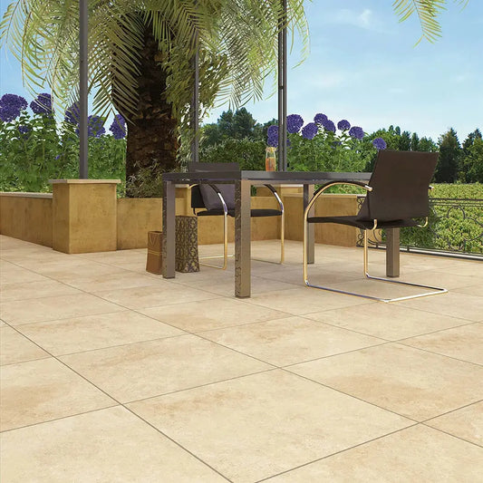 Travertine Beige 600x1200x20mm Outdoor Porcelain Paving £36.00 sq.m Vivido Tiles Uk 