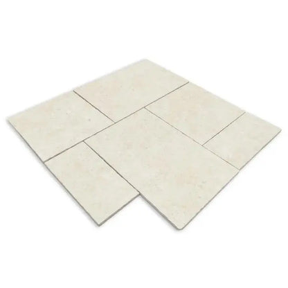 Travertine Beige Mix-Size Outdoor Tumbled Porcelain Patio Pack £37 sq.m vivido-tiles-harrogate