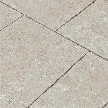 Travertine Beige Mix-Size Outdoor Tumbled Porcelain Patio Pack £37 sq.m TS