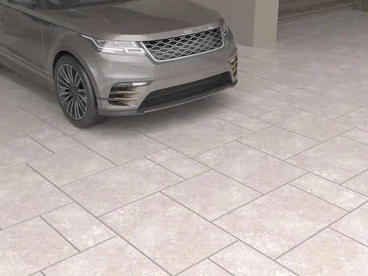 Travertine Silver Mix-Size Outdoor Porcelain tiles Tumbled Patio Pack £37 sq.m # TS