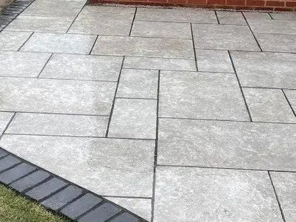 Travertine Silver Mix-Size Outdoor Porcelain tiles Tumbled Patio Pack £37 sq.m vivido-tiles-harrogate
