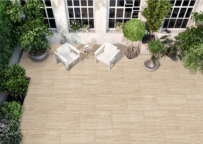Travertine veincut light 600x900x20mm Outdoor Porcelain Tiles Paving £34.00 sq.m Ds