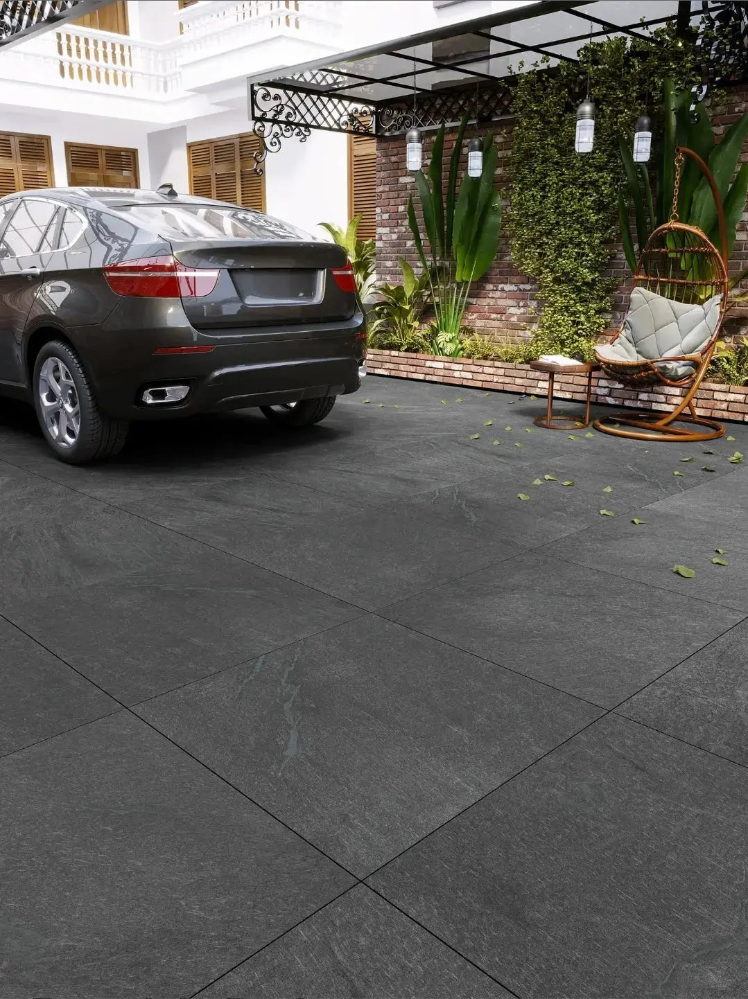Mustang Anthracite 450x900x20mm Outdoor Porcelain Paving Tiles. Vivido Tiles Uk 