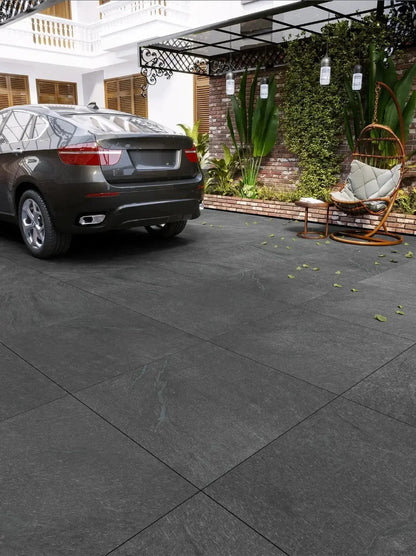 Mustang Anthracite 450x900x20mm Outdoor Porcelain Paving Tiles. Vivido Tiles Uk 