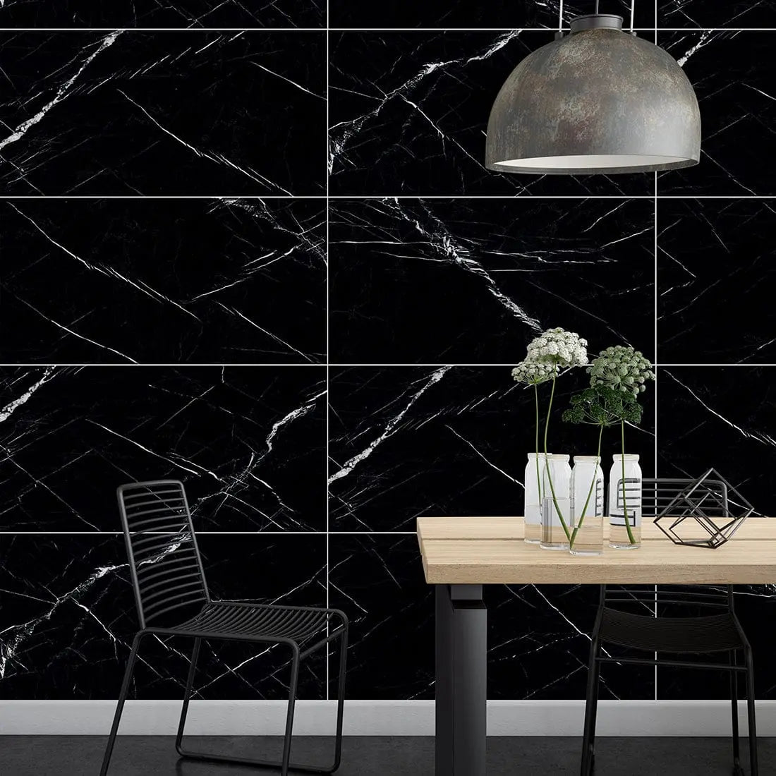 Marquina Black 60x120 cm Polished Porcelain Tile from £24 sq.m DS