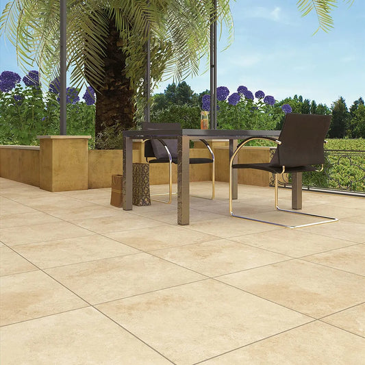 Travertine Beige 600x1200x20mm Outdoor Porcelain Paving £36.00 sq.m Vivido Tiles Uk 